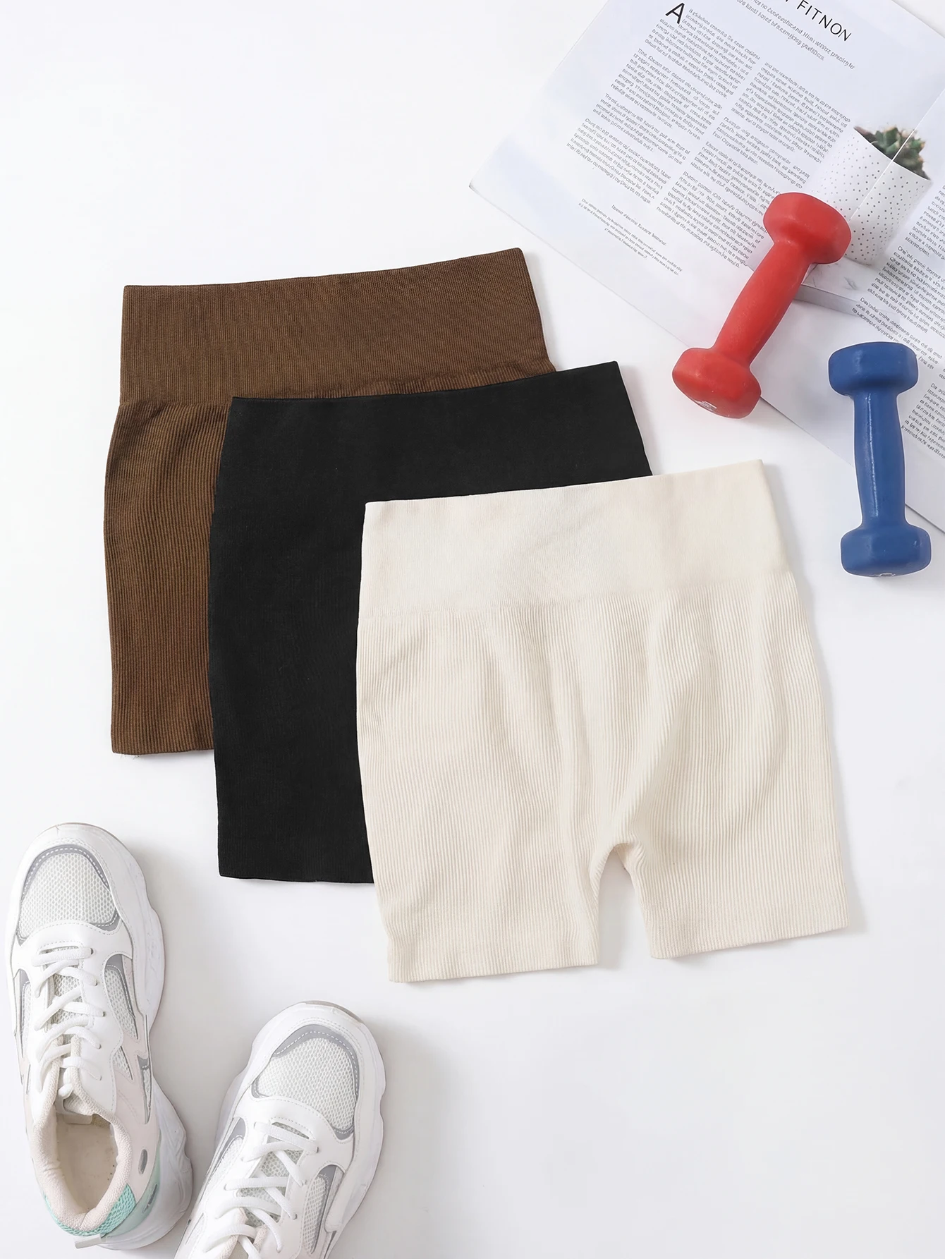 3pcs Women High Waist Lifting Tight Fit 3/4 Leggings, Yoga Black Shorts, Fitness Shorts, Running Shorts, Slimming Shorts - Image 5