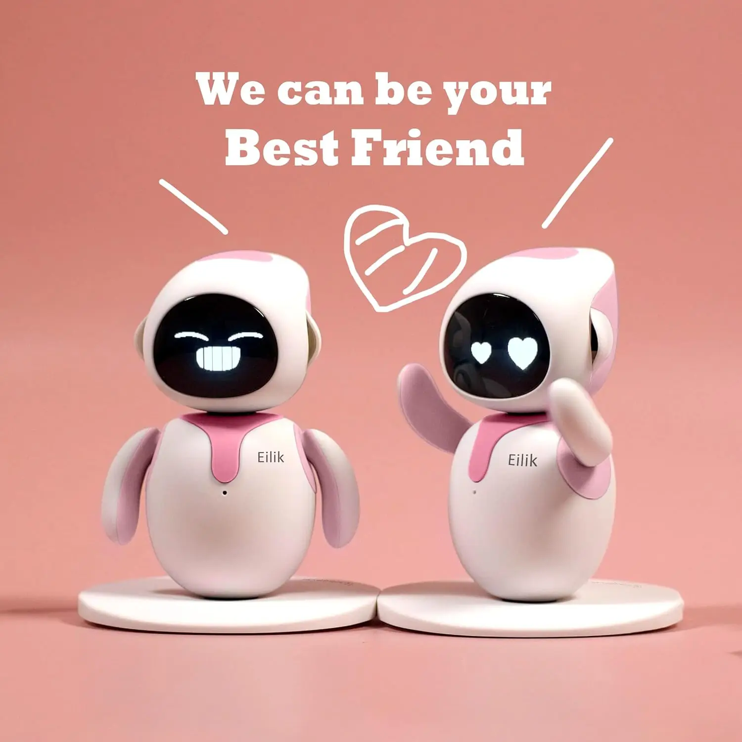 Eilik Pink - Touch Interactive Toys, Cute Robot Pets with Abundant Emotions. Idle Animations&Mini-Games, Unique Gift for Girls &