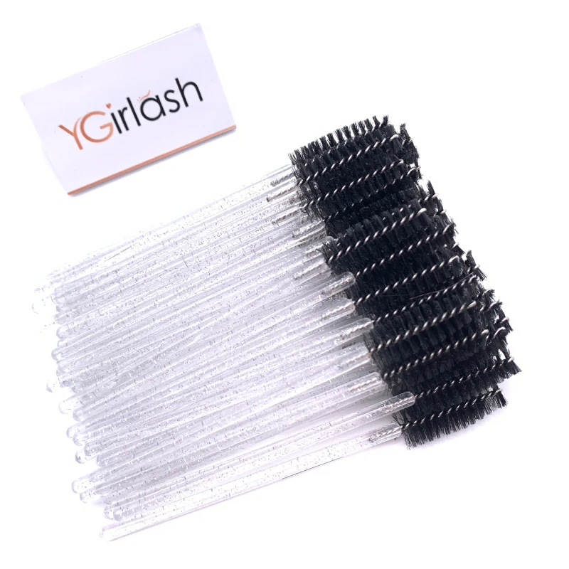 YGirlash 50Pcs Lash Swans Kristall Wimpern Applikator Einweg Diamant Griff Nylon Mascara Zauberstäbe Pinsel Kosmetische Werkzeuge – Detail 18