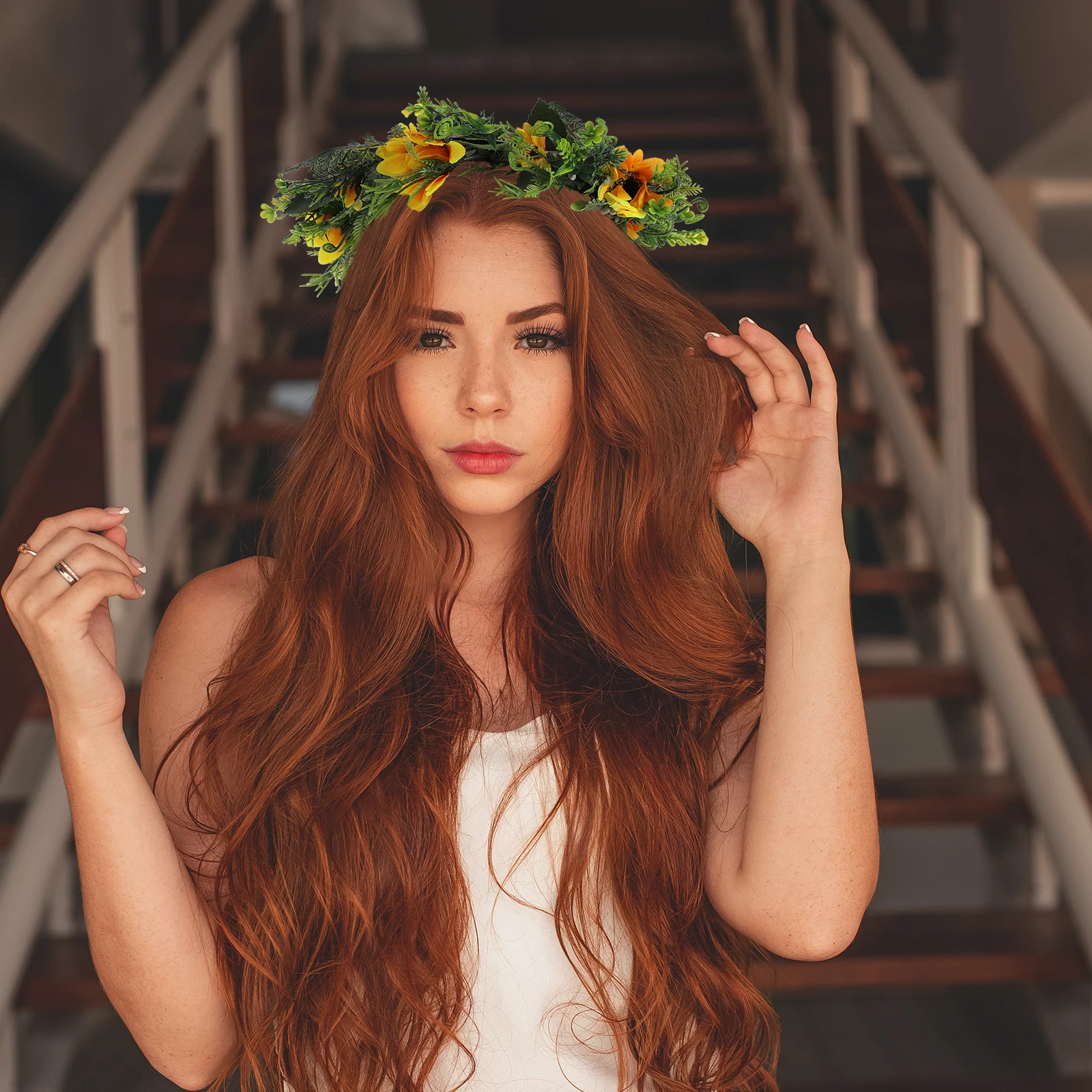 

Sunflower Headb Decorative Hair Accessories Wreath Crown Plastic Material Long Short Hair Straight Curly Hairstyle