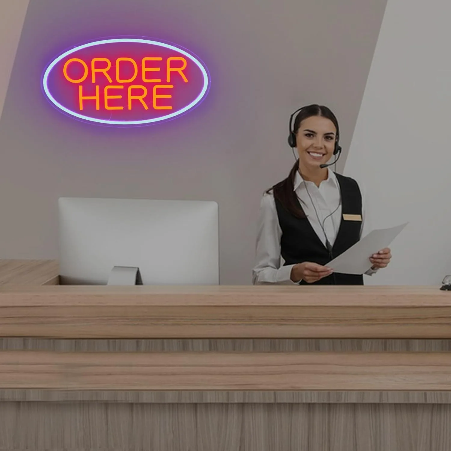 Order Here Neon Sign USB Dimmable LED Light for Coffee Shop Restaurant Cafe Bar Supermarket Wall Decor Gifts Signboard Light