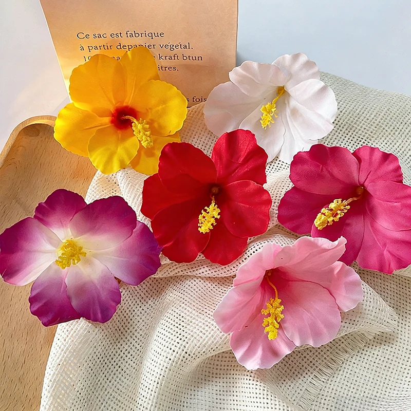 Horquilla con Flor de Hibisco, Decoración para el Cabello con Flores para Vacaciones en la Playa, Pinza para el Cabello con Flor Hawaiana, Decoración Bohemia para el Cabello