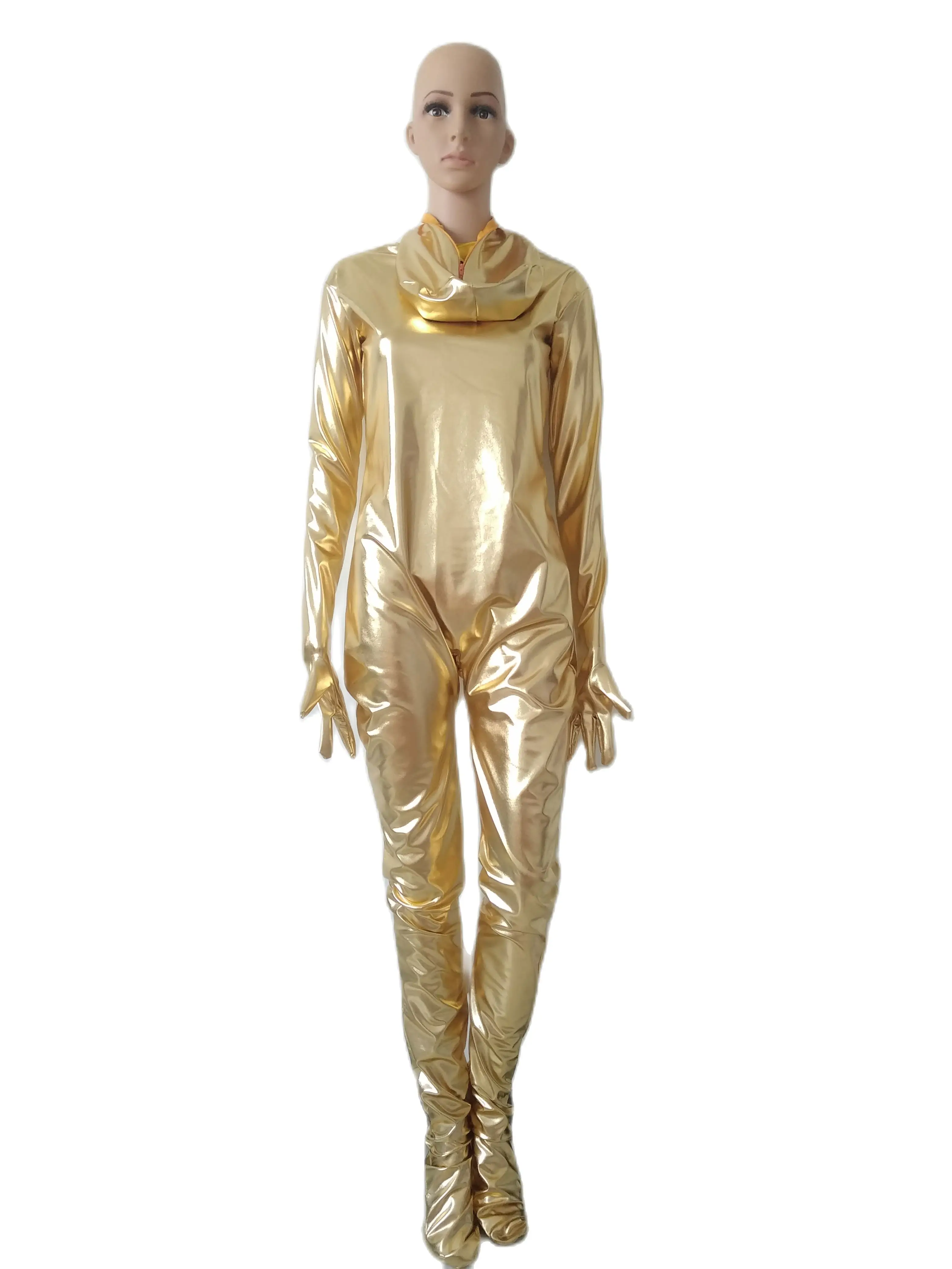 Halloween cosplay costume Shiny Metallic Alien Adults Sexy bodysuit Fancy Tights Jumpsuit Stage performance costumes nightclub