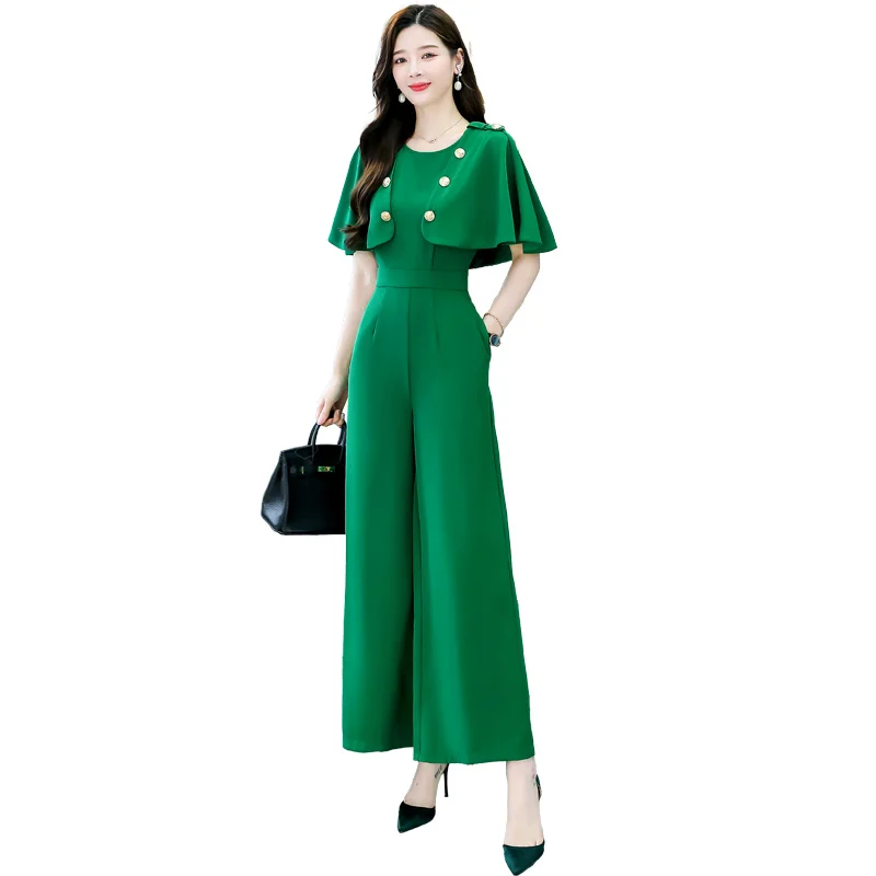 Mono de moda de verano para mujer, traje de oficina para mujer, mono largo de retales, pantalones de pierna ancha