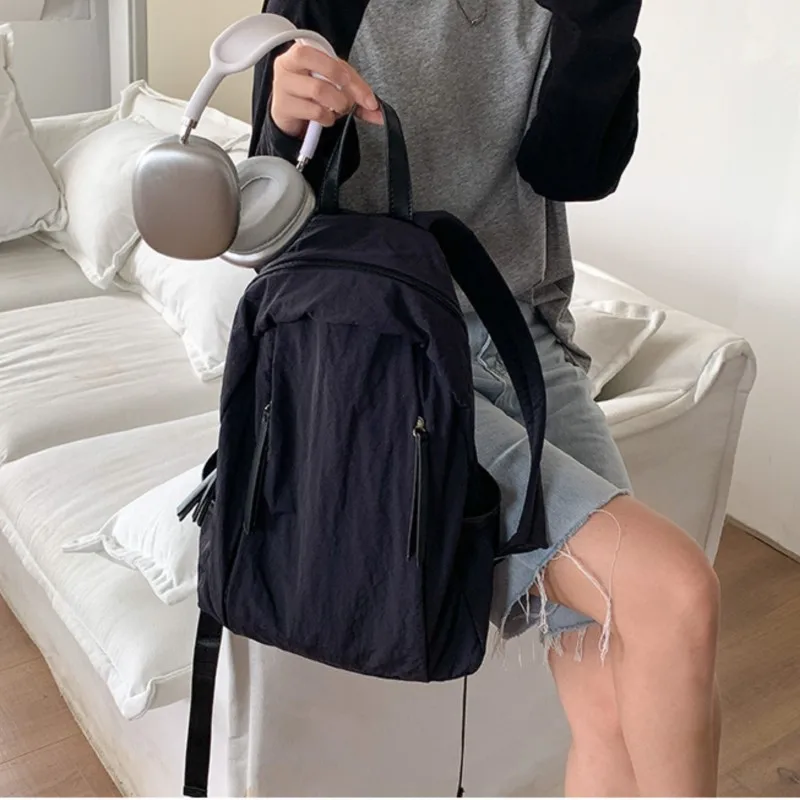 2024 neue Mode koreanischen Nylon Rucksack Frauen Reiß verschluss große Kapazität College-Student Rucksäcke lässige Einfachheit Reise rucksäcke