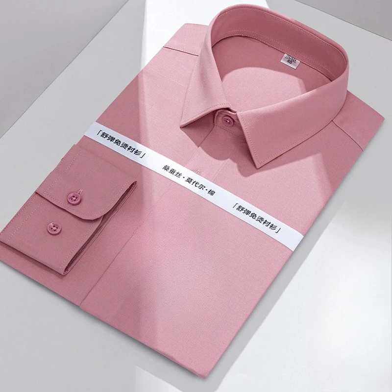 

New in shirt Plus size 8xl long sleeve shirts for men slim fit formal plain shirt soft solid color work office white clothes