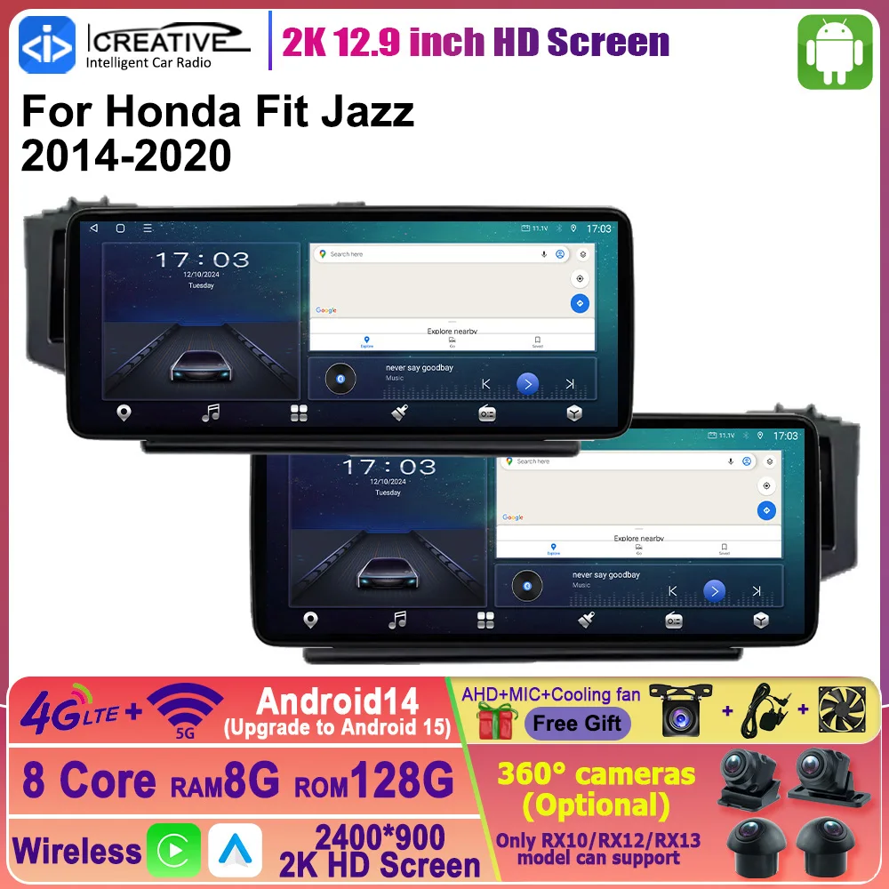 2DIN dvd no dvd Android Car Multimedia Player For Honda Fit 2014-2020 Carplay Autoradio Stereo Head Unit Navi GPS 4G Wifi BT DSP