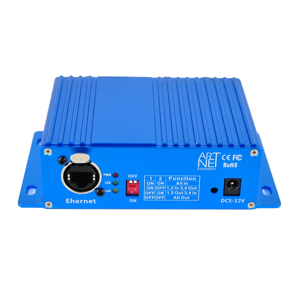 TIPTOP-Convertisseur ethernet DMXorgender 4 ports, contrôleur pour éclairage de scène, prise 5 broches, art net, bidirectionnel, coque bleue