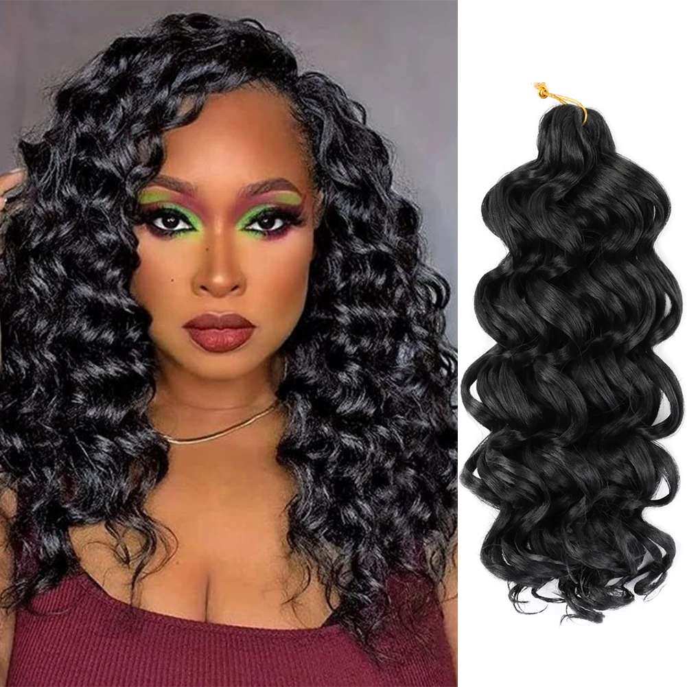 Synthetic Ocean Wave Crochet Hair Short Curly Deep Wave Crochet Hair Synthetic Braiding Hair Extensions For Black Women