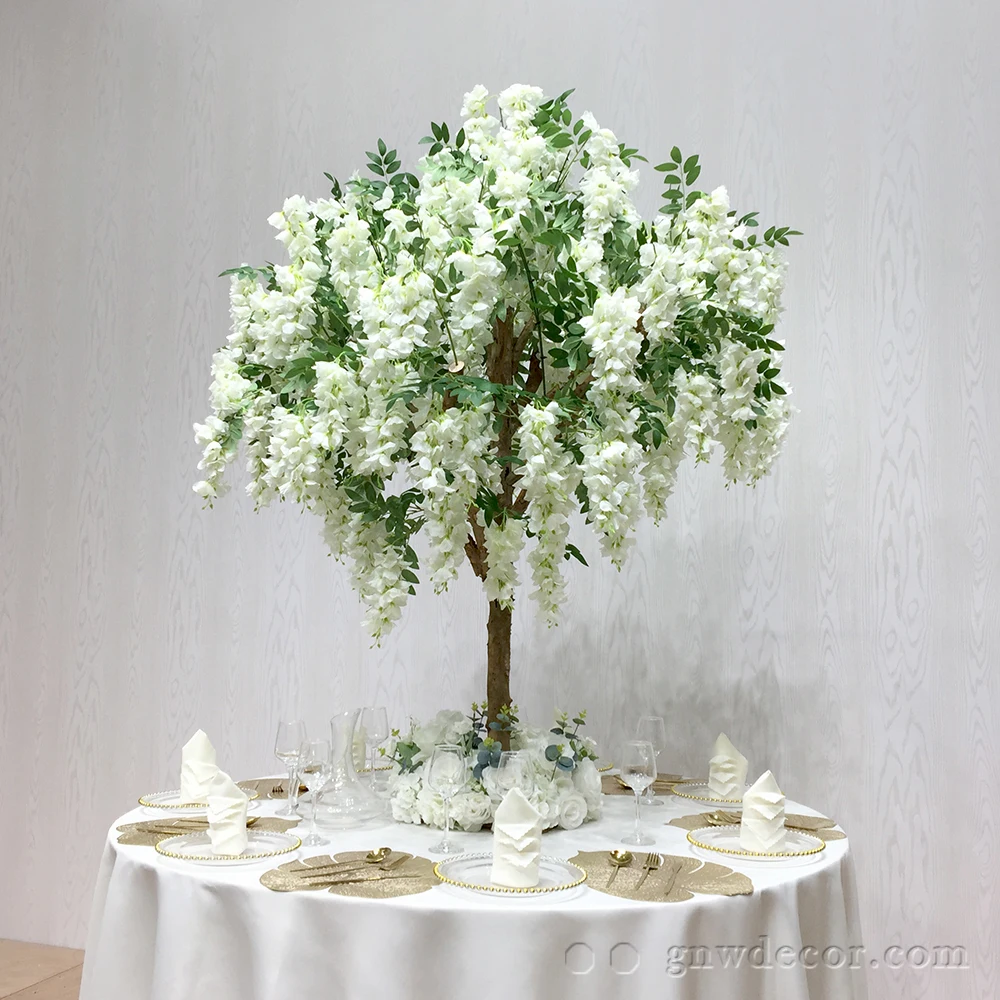 Out Door Artificial Trees Cherry Blossom Home Wedding Decor Ivory White Branches Wisteria Mangolia For Home Decoration