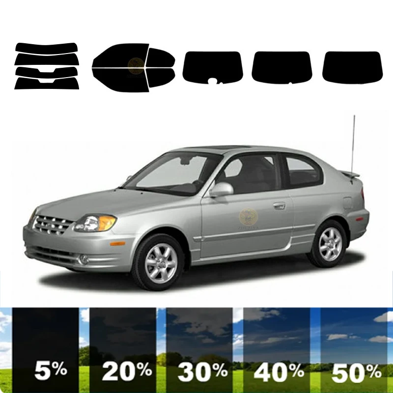 precut Removable Window Tint Film For Car 100% UVR 5%-35%VLT Heat Insulation Carbon ﻿For HYUNDAI ACCENT 2 DR COUPE 2000-2006