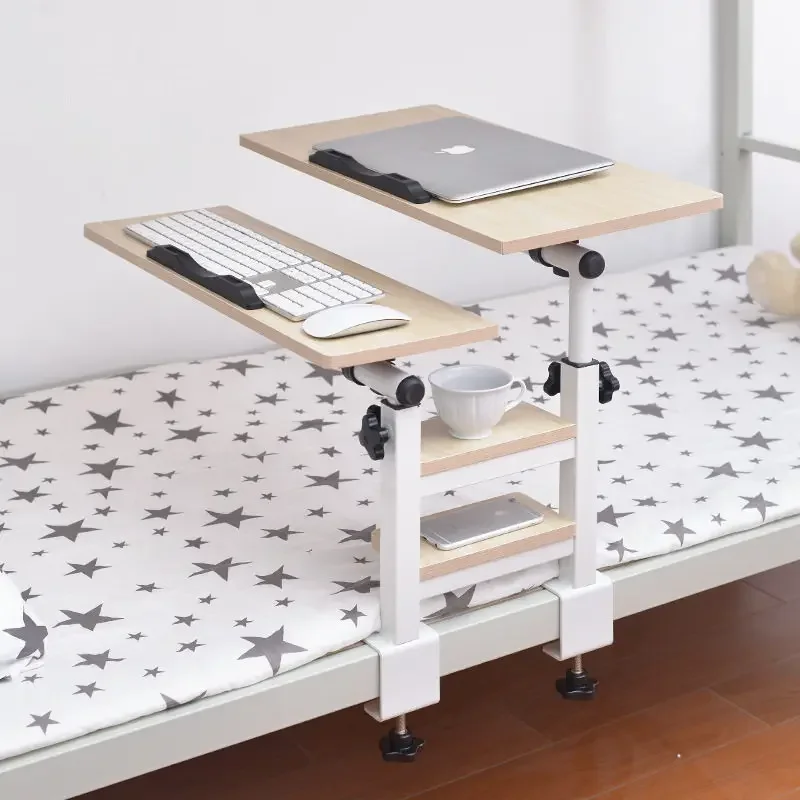 College student dormitory folding bed upper table side rotatable lifting laptop computer table upper and lower bunk hanging desk