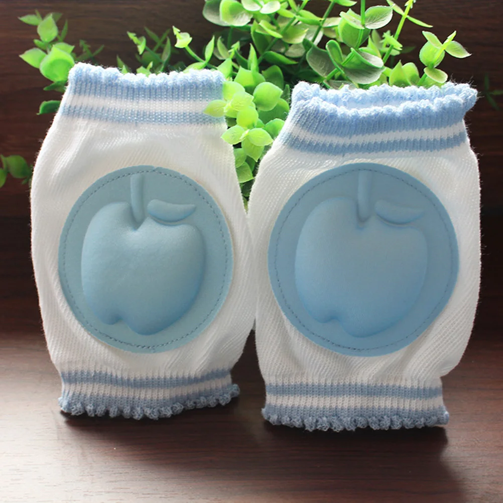 

1 пара наколенников для младенцев, мягкие дышащие хлопковые наколенники для ползания, защита для малышей, защитные противоскользящие носки, синие