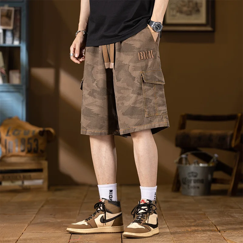 حجم 8X جديد الصيف الرجال التمويه فضفاض الأدوات غير رسمية السراويل عداء ببطء السراويل الرياضية جودة القطن الذكور جيوب متعددة السراويل البضائع