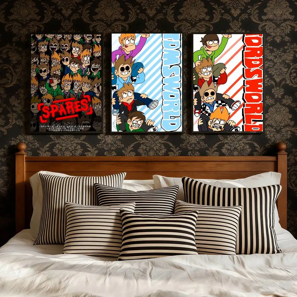 E-Eddsworlds-s süßes Anime-Poster, HD-Kunst, selbstklebende Wanddekoration, wasserfest, für Zuhause, Wohnzimmer, Schlafzimmer, Bar, ästhetische Dekoration
