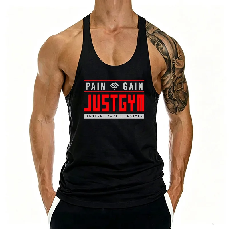 Mens Bodybuilding Gym Vest Pure Cotton Running Tank Top Workout Muscle Fitnes Sleeveless Summer Sportswear Breathable Quick Dry