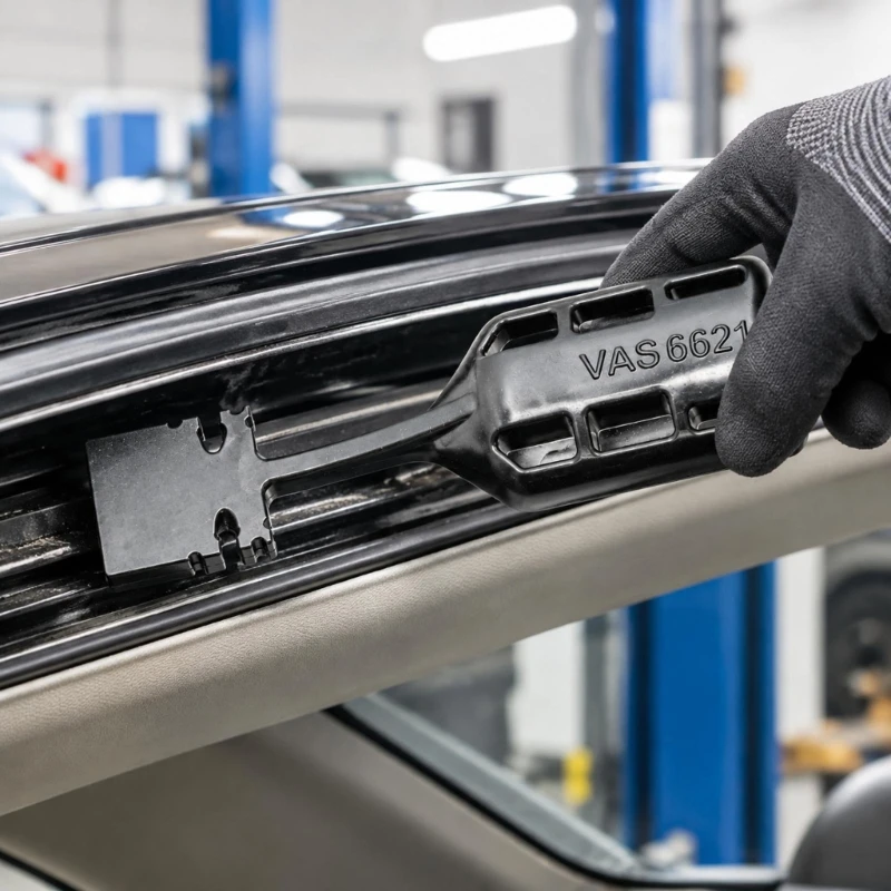 VAS6621 Vehicle Sunroof Guide Cleaning and Lubrication Tool with Narrow Neck and Flat Working End for Removing Dust, X37F
