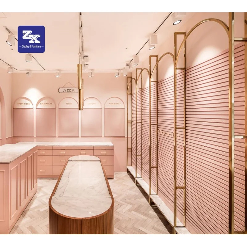 custom.Jewelry Store Interior Design Jewelry Shop Fittings Jewelry Wall Display Slat Wall Display Panel