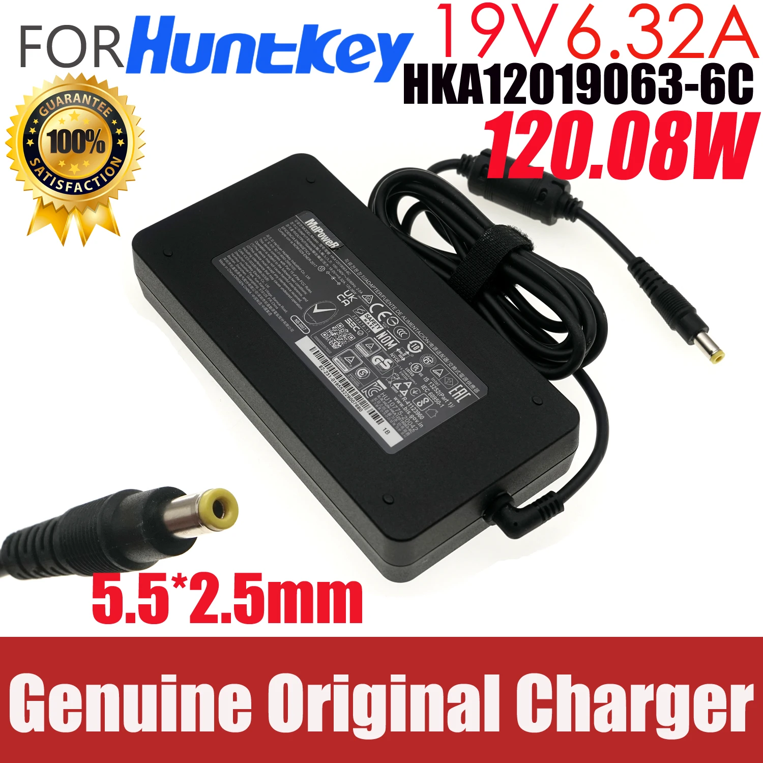

New Genuine Huntkey 19V 6.32A 120W HKA12019063-6B Laptop AC Adapter Charger for Intel NUC NUC6i7KYK Power Supply HDZ1201-3C