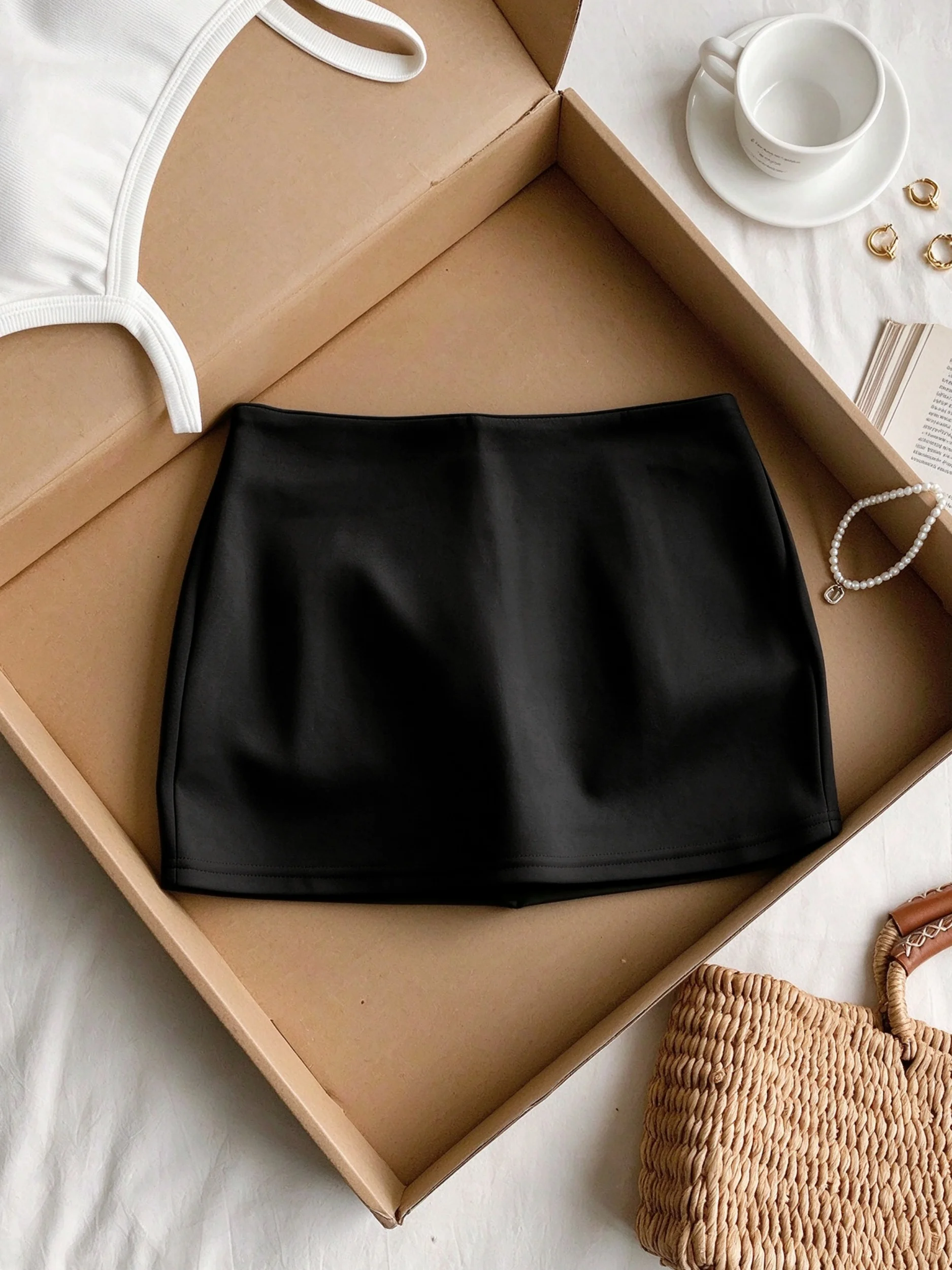Elegant Women High Waist A Line Mini Skirt With Liner Shorts Slim Fit Short Skirt For Casual Office Daily Work Party