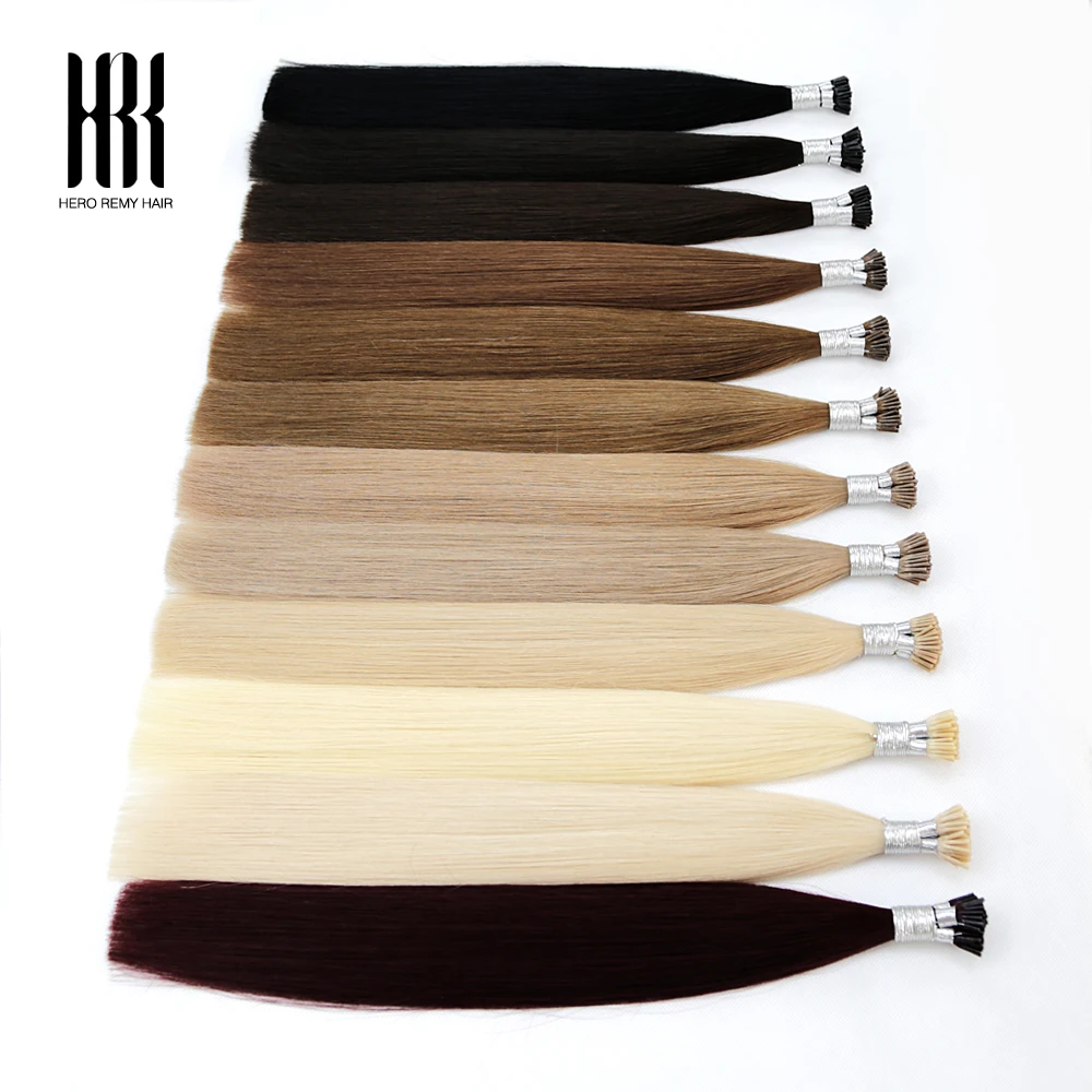 

Straight I Tip Hair Extensions Natural Real Remy Human Fusion Hair Extensions Keratin Capsule Brown Blonde Color 16-22 inch 0.7g