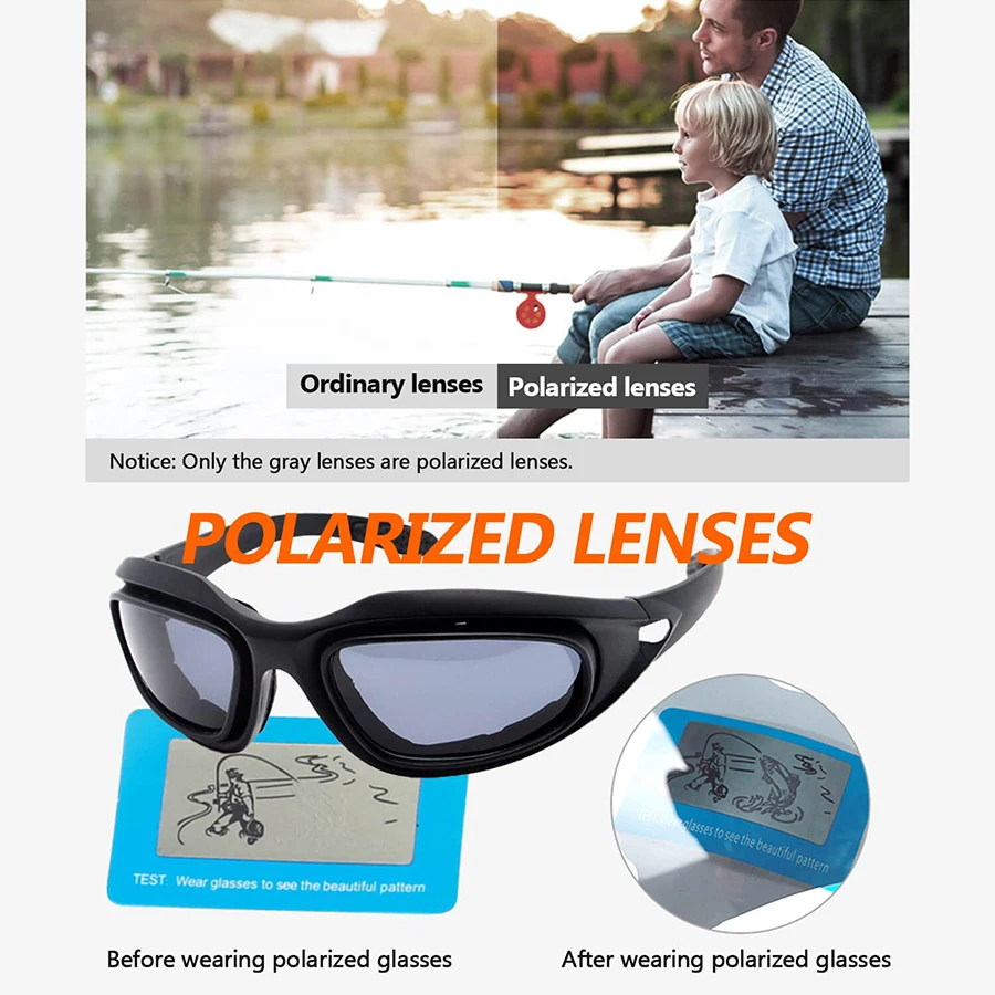 Motorcycle Riding Sun Glasses Anti-Fog Polarized Interchangeable Lens Sunglasses Shooting Cycling Hiking Work Padding Goggles