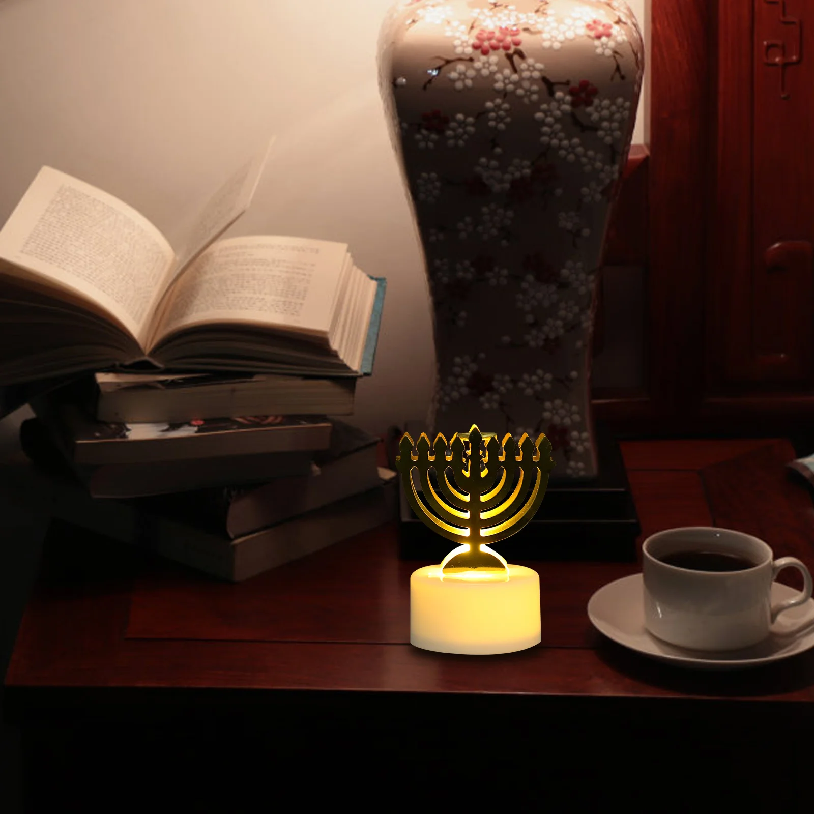 

Small LED Light Flameless Electric for Party Festival Hanukkah Tabletop Decor Romantic Atmosphere Home Use