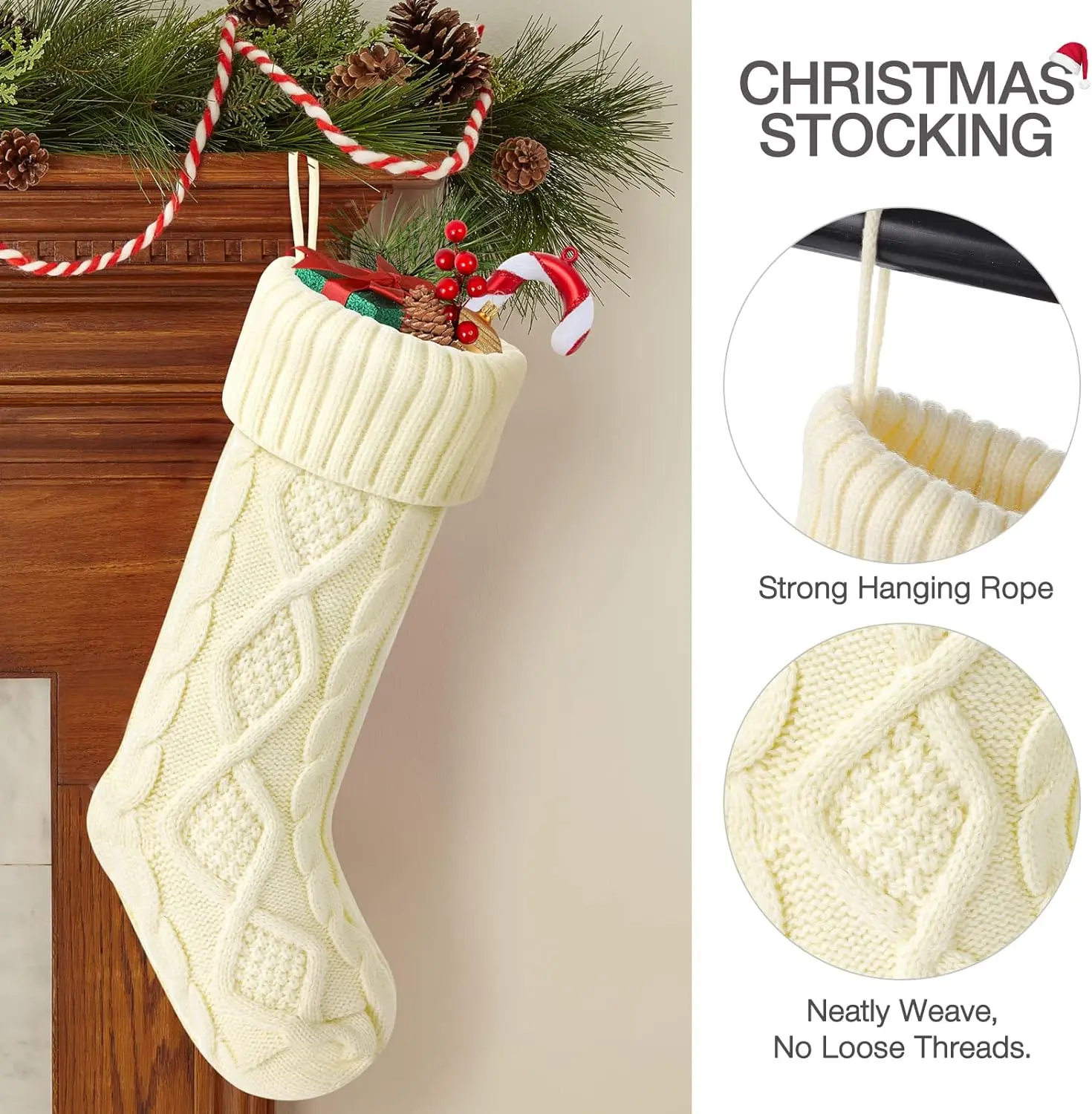 Christmas Stockings For Kids Large Size Cable Knit Stocking Christmas Decorations For Family Party - Image 5