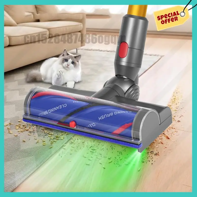 -ABJZ Direct Drive Head With LED Headlights For Dyson V7 V8 V10 V11 V15 Direct Drive Head Quick-Release Head Cleaner Brushes