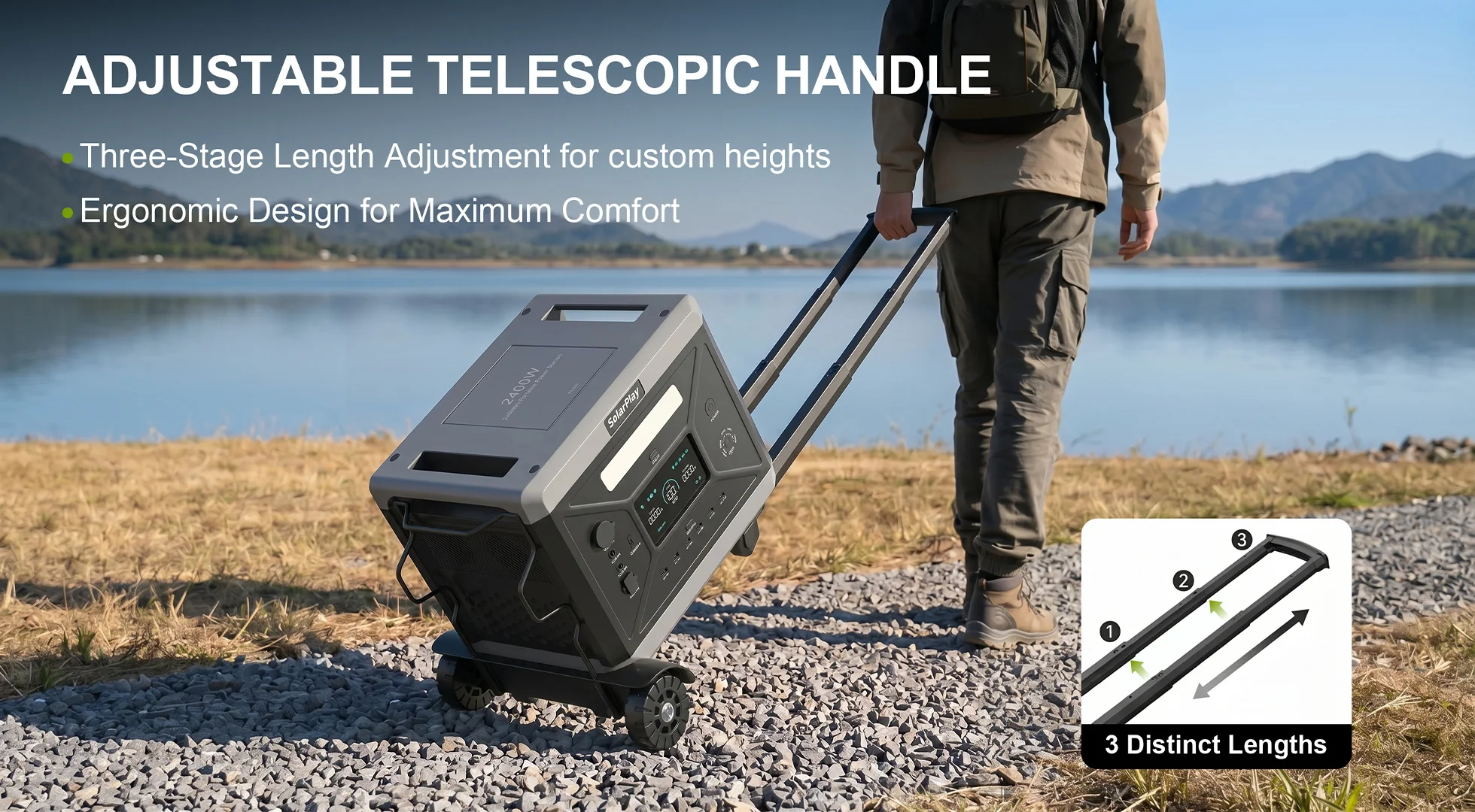 SOLARPLAY Zusammenklappbarer Trolley mit 2-Rädern Tragbarer Generator Kraftwerk Spezialwagen Generatoranhänger für Camping im Freien – Detail 6