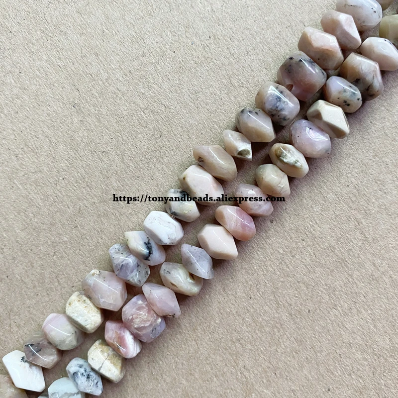 Semi-precious Stone Irregular Faceted Rondelle B Quality Pink Opal 7