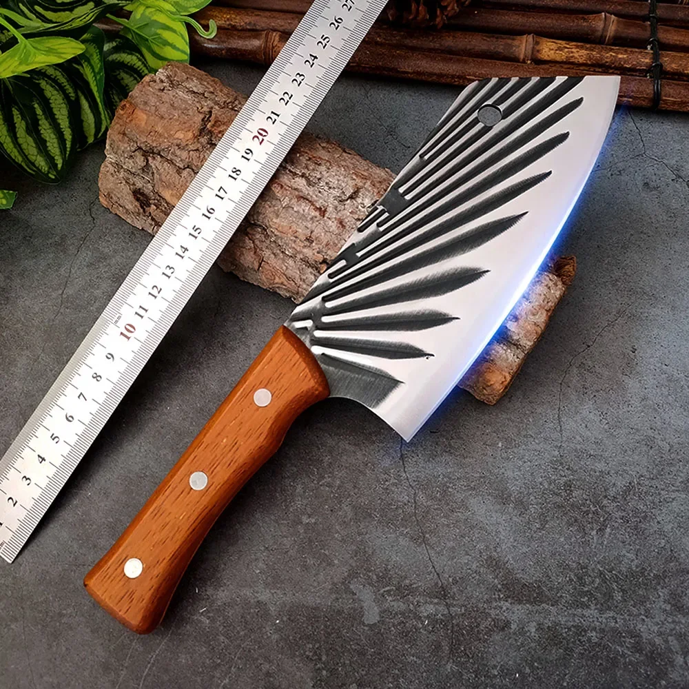 Chinese Butcher Kitchen Cutter Chopping Utility Meat Cleaver Boning Fishing Bone Butcher Slicing Knife Solid Rosewood Handle