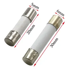10pcs 5*20mm 6*30mm 250V Ceramic Fuse 5x20 6x30 mm 0.5A 1A 2A 3A 3.15A 4A 5A 6A 6.3A 7A 8A 10A 12A 15A 20A 25A 30A Ceramic Fuse