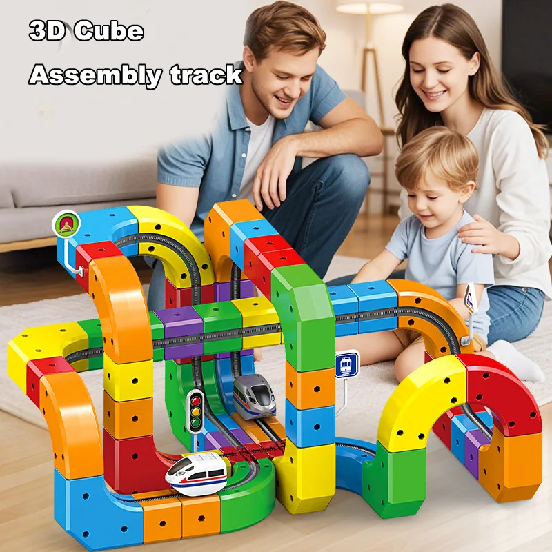 ชุดรางรถไฟแม่เหล็กไฟฟ้าพร้อมรถไฟต้านแรงโน้มถ่วง ของเล่น STEM สร้างสรรค์ รางรถไฟ DIY สำหรับเด็ก ของขวัญ