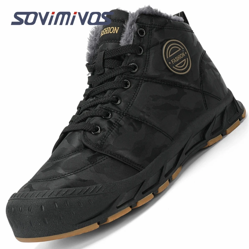 High-Top Men Hiking Boot Winter Snow Outdoor Shoes Lace-Up Non-slip Outdoor Sports Casual Trekking Boots Man Waterproof Suede