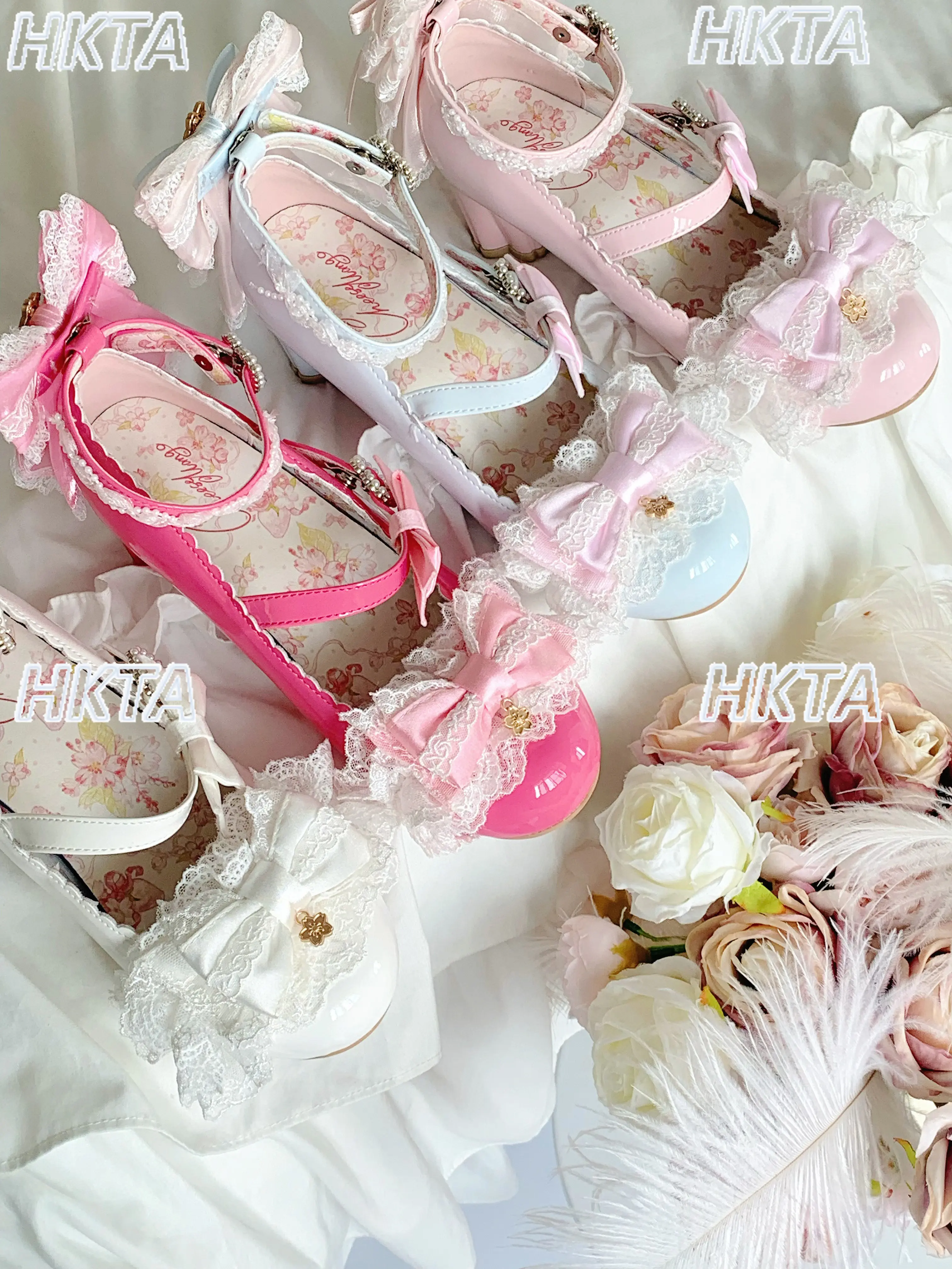 

Японские туфли Лолита с каблуком в стиле вишневого цвета, милые свадебные туфли Мэри Джейн с жемчугом, кружевом и бантом, с круглым носком, на среднем каблуке, женские