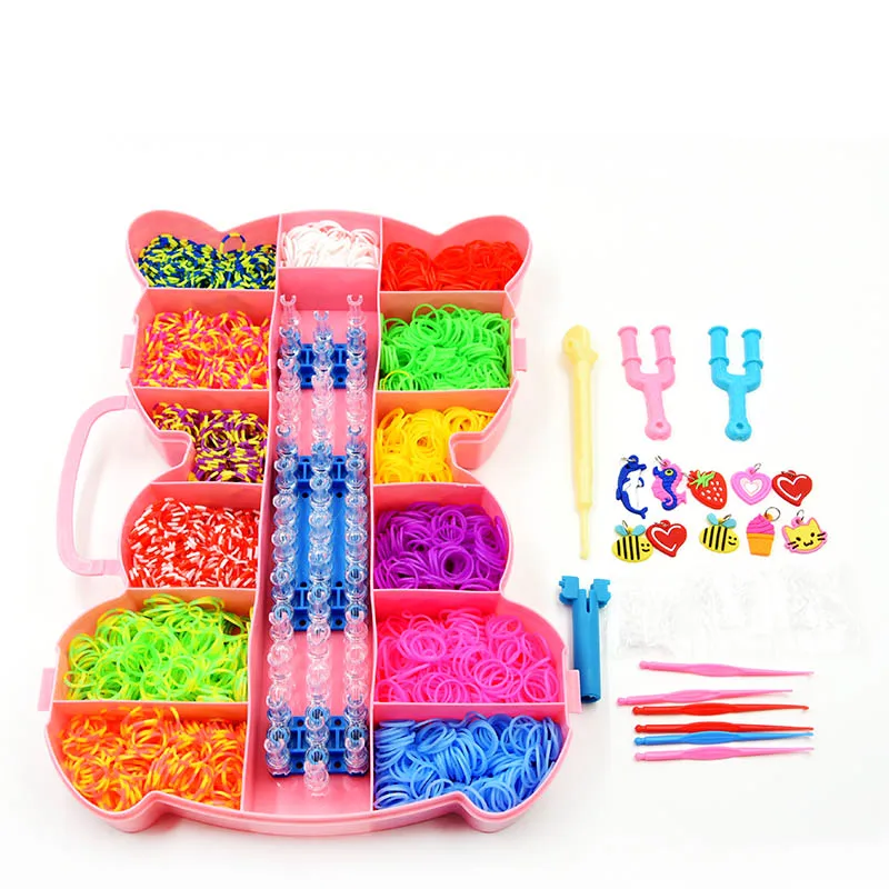 Box Packed! Rubber Bands Weaving Set DIY Toys Loom Craft Kid Bracelet Braid Silicone Elastic Weave Bands Gifts for Girls