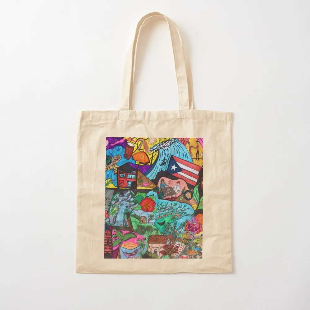 

Puerto Rico Collage Tote Bag Shopping bags Canvas personalized tote Canvas Tote Bag