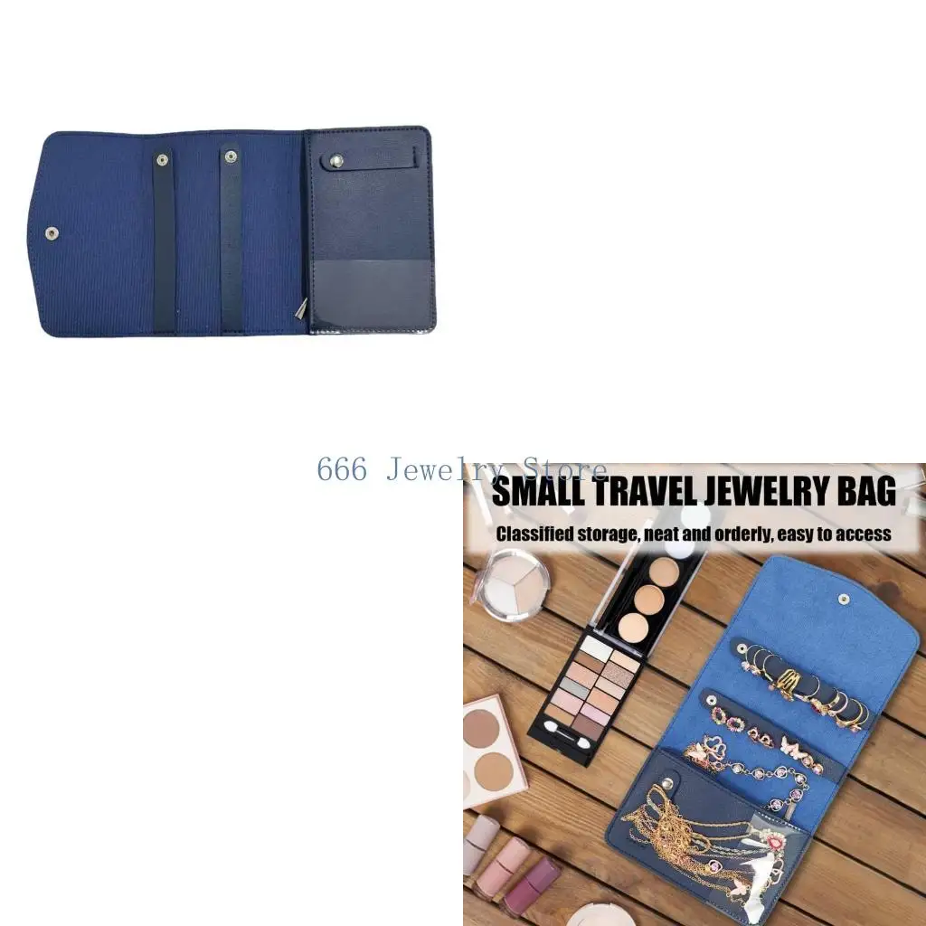 F2TD Compact Jewelry Travel Case Design With Separate Sections Keeps Chains Bracelets Tangles Release 15X30cm Size