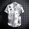 Short Sleeved Shirt Men's Thin Graffiti Print Hong Kong Fashion Clothing