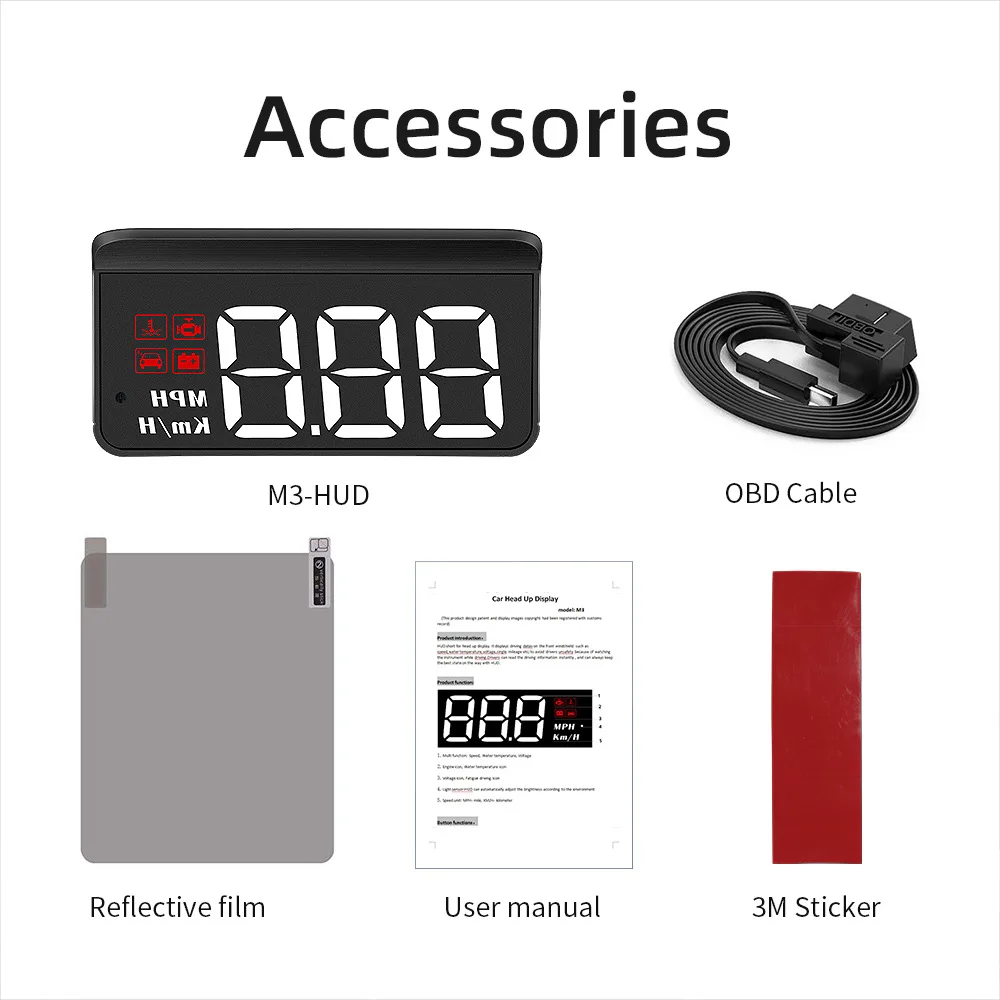 

M3 Head Up Display HUD Universal Car Display Navigation OBD Car Head Up Display Projection Water Temp Voltage