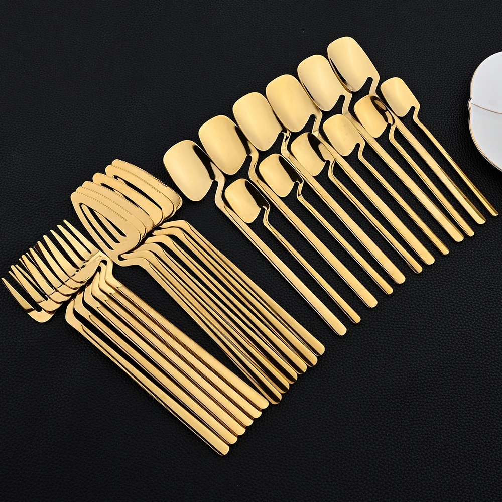 

Zoseil 24Pcs Tableware Sets Stainless Steel Knife Fork Spoon Dinner Mirror Flatware Western Dinnerware Kitchen Dinner Silverware