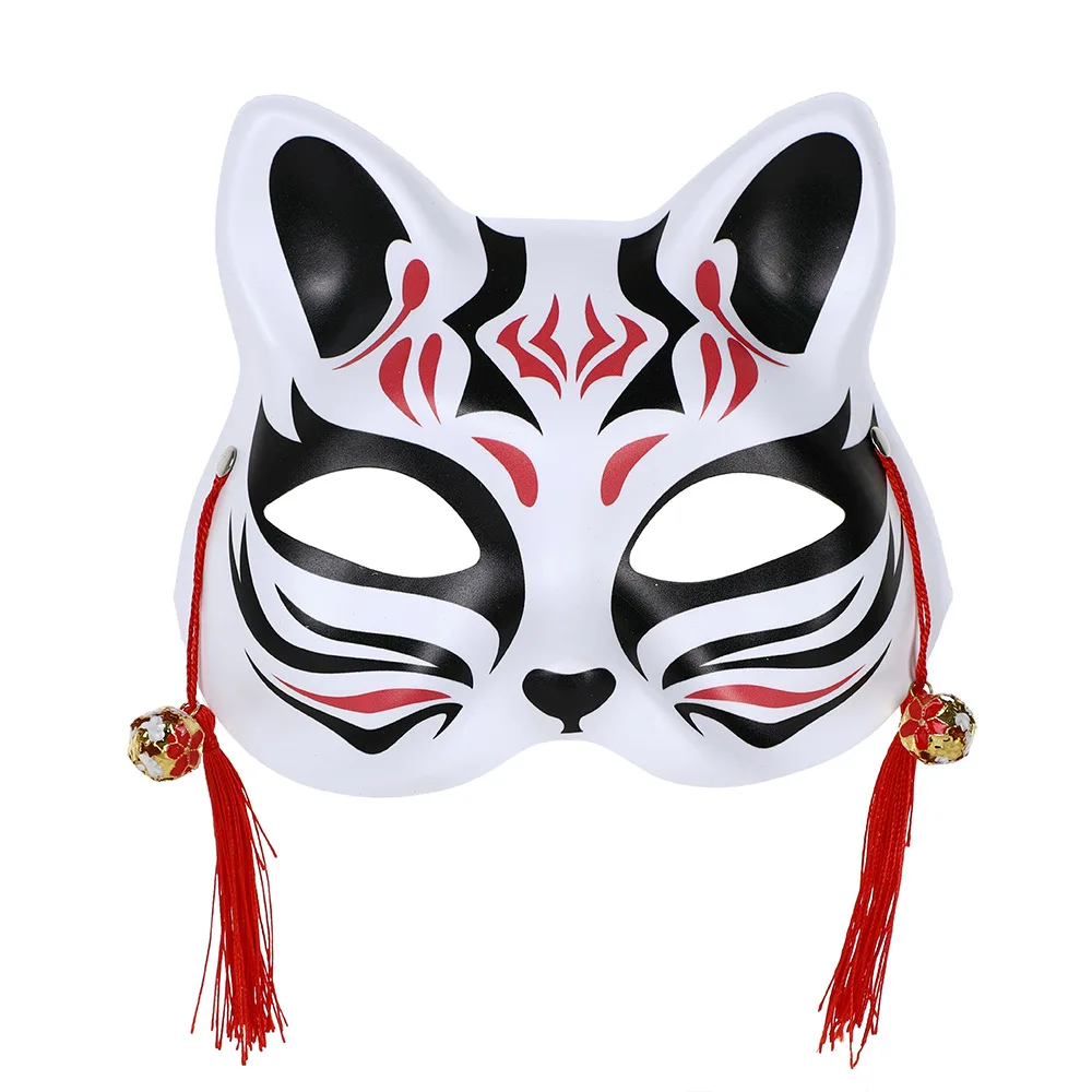 Japanese Anime Foxes Mask Cosplay Hand-Painted Anime Demon Slayer Half Face Cat Masks Masquerade Festival Party Props