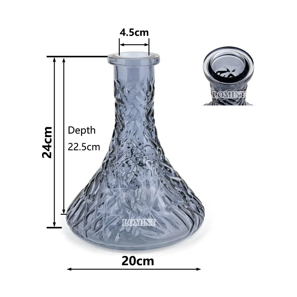 LOMINT زجاج الشيشة زهرية الشيشة قاعدة النقش عملية زجاجات تشيتشا اكسسوارات أسود واضح الذهب الأصفر الأزرق اللون LM-V072