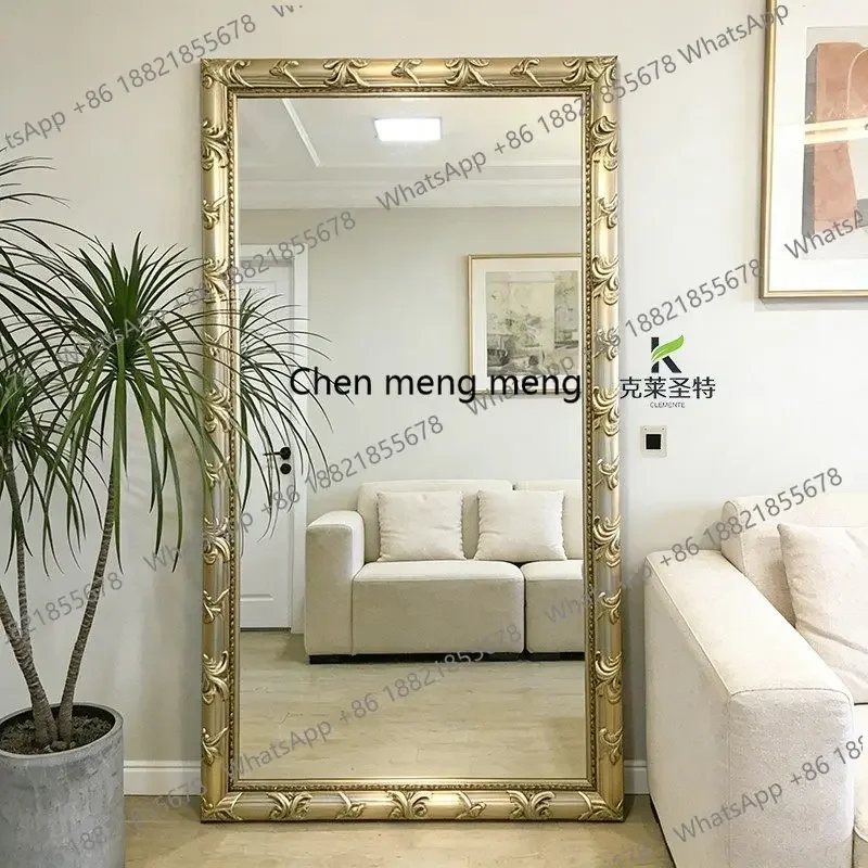 a17 French retro luxury full-length mirror American home floor full-length mirror European style
