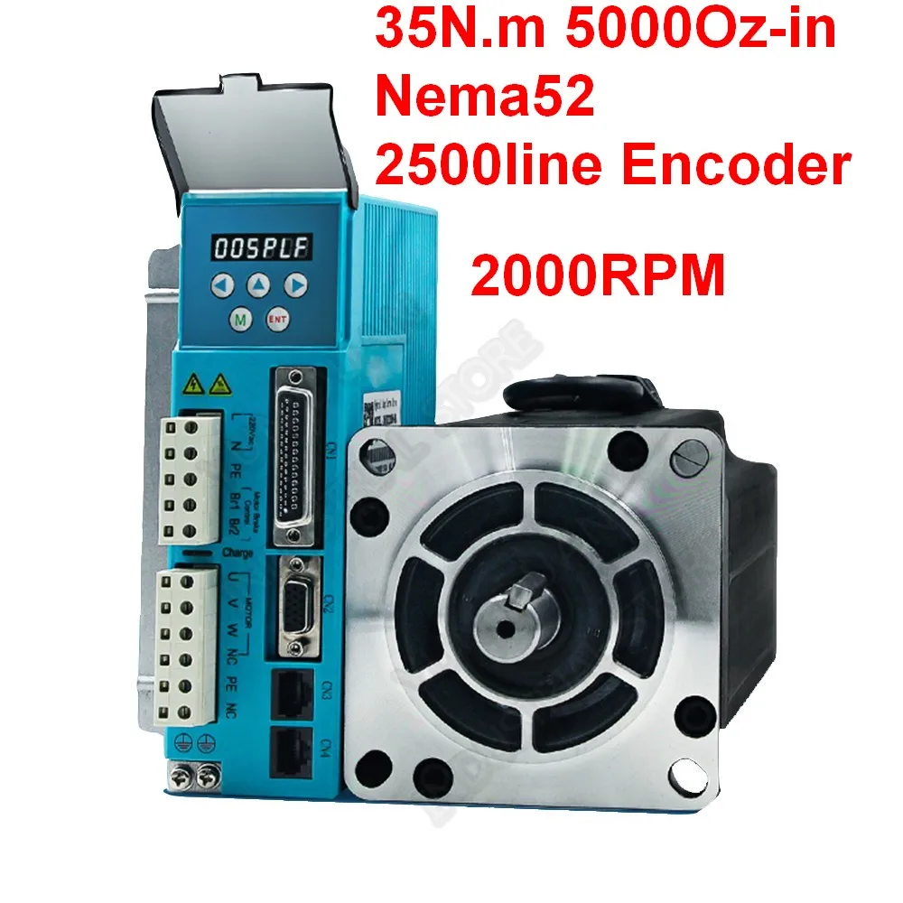 

3PH Encoder Closed Loop Stepper Motor Driver 2500 Line 35Nm 5000Oz-in Nema52 2000RPM 130mm 220VAC Hybird AC Servo Drive Kit