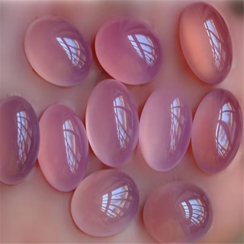 Agate Jewelry Egg Surface A Product Pink Chalcedony Egg Ring Surface Ice-moistened Fluorescent Chalcedony Egg Surfaces