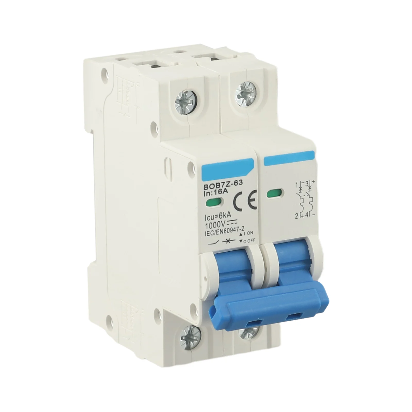 ​ 6-63A قطاع دارة 1 قطعة 2 القطب ABS/قطاع دارة بلاستيكية فواصل مزدوجة MCB مصغرة الشمسية الكهروضوئية مفيدة