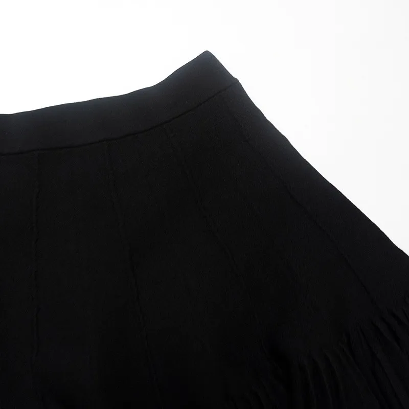 High Waist A-Line  Skirt Women's Knitted Pleated f Skirt Fall Winter New Sle Polyester Fiber Commute Home Use