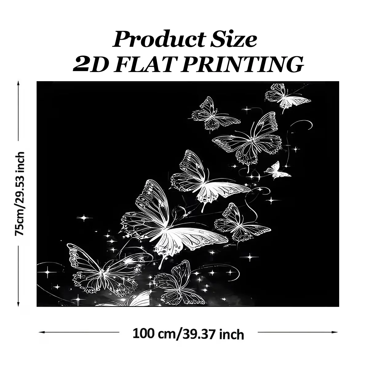 1Pc, Non-Slip Stylish Car Trunk Mat, Black Background with White Butterfly Fantasy Pattern Design - Durable Polyester Material, Keeps the Trunk Dry and Tidy, Adds Personality to Your Car Interior, Car Trunk Protection Mat, Perfect for Storage and Decoration.